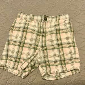 Janie and Jack Green and White Plaid Shorts 3T